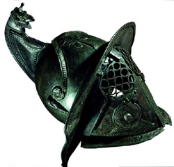 Amphitheater of Pozzuoli and Pompeii - Helmet found in the Gladiators' Barracks in Pompeii