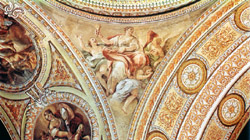 BAROQUE CHURCHES IN NAPLES - Detail of the ceiling of Gesł Nuovo Church