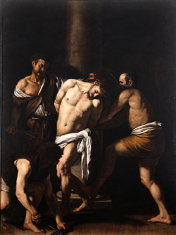 The Flagellation of Christ by Caravaggio whose copy by Domenico Antonio Vaccaro is exhibited in the Church of San Domenico Maggiore in Naples