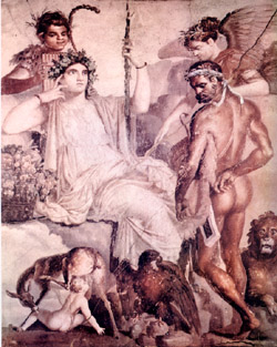 Herculaneum Ausflug für Behinderten - Herkules und Telephos in einem Fresko aus Herculaneum (Archäologisches NationalMuseum)