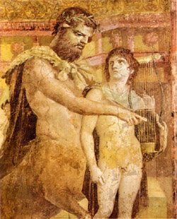 Herculaneum Ausflug - Chiron und Achilles in einem Fresko aus Herculaneum (Museo Archeologico Nazionale, Neapel)