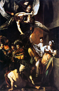 The Seven Works of Mercy by Caravaggio exhibited in the Church of Pio Monte della Misericordia in Naples