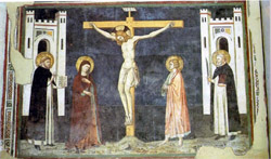 NAPLES GOTHIC CHURCHES: The Crucifixion by Pietro Cavallini in San Domenico Maggiore Church