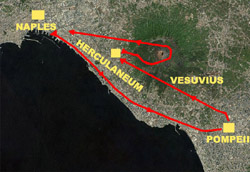 Ausflug Pompeji Herculaneum Vesuv  Einzelheiten der Strecke für 
die Exkursion Pompeji, Herculaneum und Vesuv