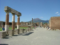 View of the Forum in the ruins of Pompeii