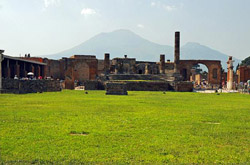 Pompeii Volcano - View of Pompeii forum and Vesuvius