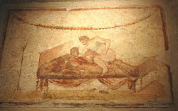 Fresque érotique dans le lupanar de Pompéi