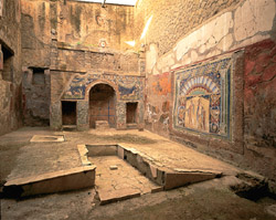 Célèbres fresques et de mosaïques à l'intérieur de la maison de Neptune et Amphitrite