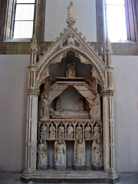 NAPLES GOTHIC CHURCHES: Tomb of Maria d'Ungheria by Tino da Camaino, in the Church of Santa Maria Donnaregina Vecchia in Naples